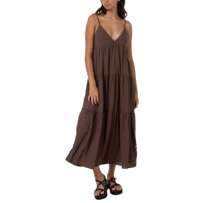 RHYTHM Women's Classic Tiered Midi Dress Chocolate Women's Dresses Rhythm 