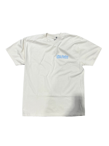 OBEY Studios Quality Dissent T-Shirt Cream Men's Short Sleeve T-Shirts Obey 