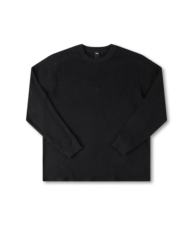 FORMER Franchise Waffle Long Sleeve Shirt Black Men's Long Sleeve T-Shirts Former 