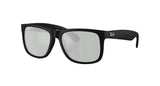 RAY-BAN Justin Classic Matte Rubber Black - Green Mirror Silver Polarized Sunglasses Sunglasses Ray-Ban 