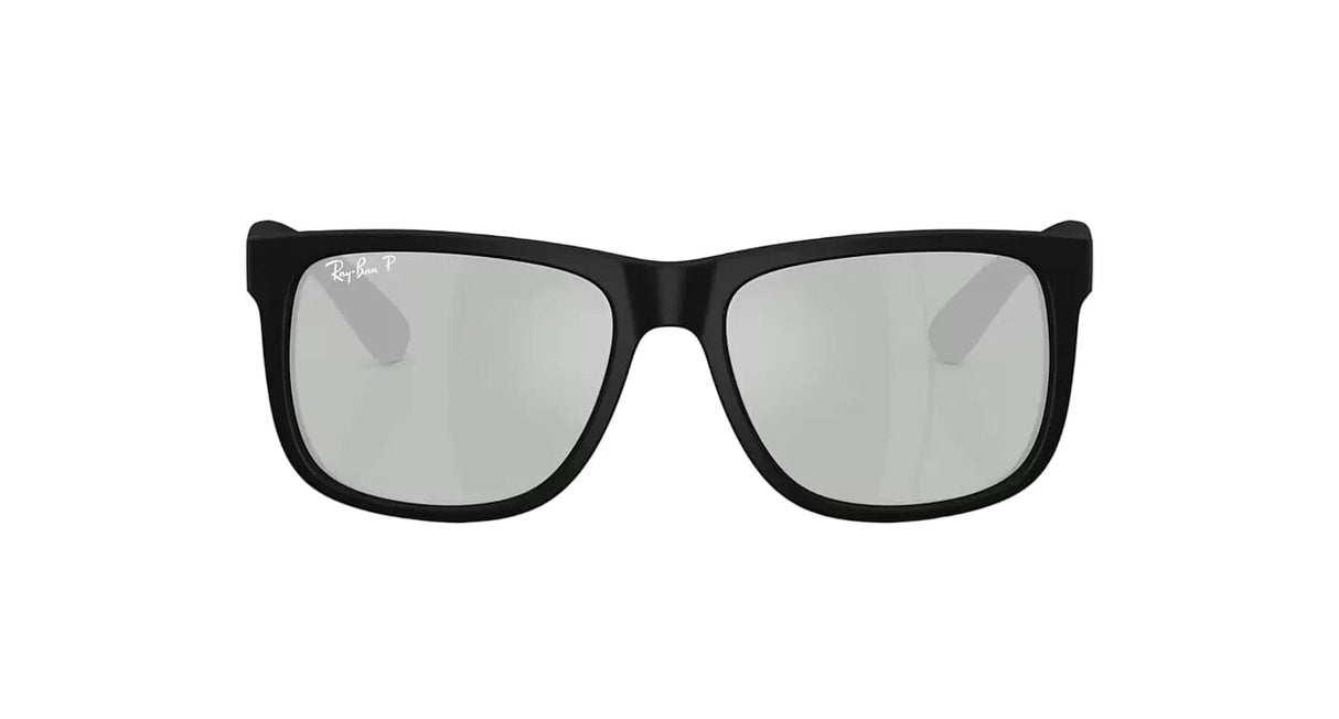 RAY-BAN Justin Classic Matte Rubber Black - Green Mirror Silver Polarized Sunglasses Sunglasses Ray-Ban 