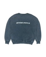 BEYOND MEDALS Distressed Logo Crewneck Black Men's Crewnecks Beyond Medals 