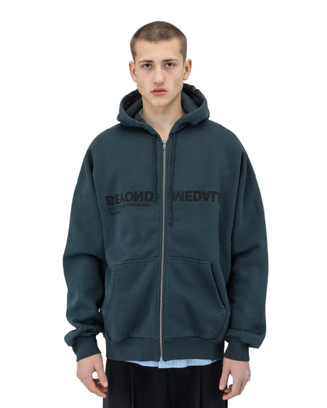 BEYOND MEDALS Reverse Logo Zip Hoodie D.Blue Men's Zip Hoodies Beyond Medals 