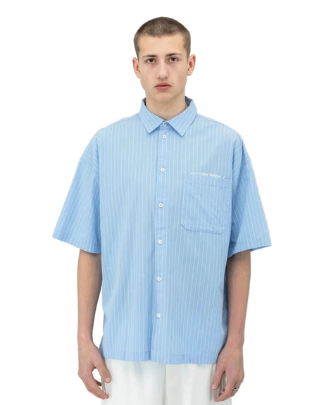 BEYOND MEDALS Short Sleeve Shirt L.Blue Men's Short Sleeve Button Up Shirts Beyond Medals 