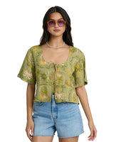 BILLABONG Women’s Totally Tropic Short Sleeve Woven Top Cedar Women's Blouses Billabong 