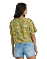 BILLABONG Women’s Totally Tropic Short Sleeve Woven Top Cedar Women's Blouses Billabong 