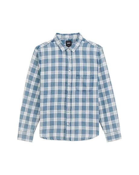 VANS Lawson Solid Oxford Long Sleeve Button Up Bleach Indigo Men's Long Sleeve Button Up Shirts Vans 