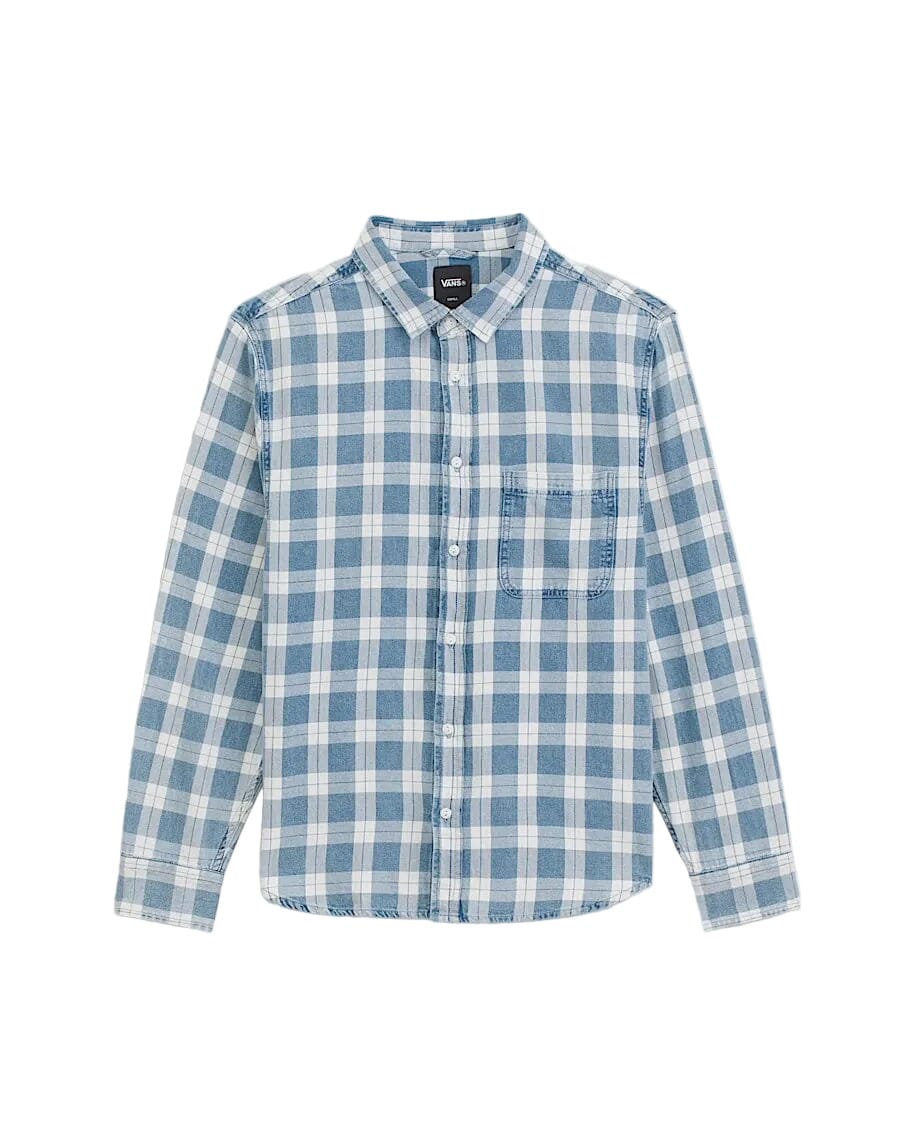 VANS Boys Lawson Solid Oxford Long Sleeve Button Up Bleach Indigo Boy's Long Sleeve Button Ups Vans 