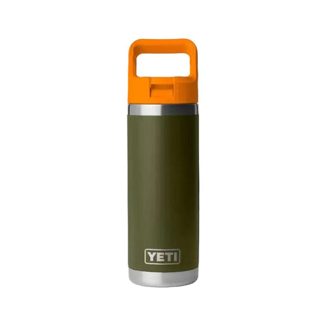 YETI Rambler 532 ML Water Bottle With Colour-Matched Straw Cap Olive/King Crab Orange Drinkware Yeti 