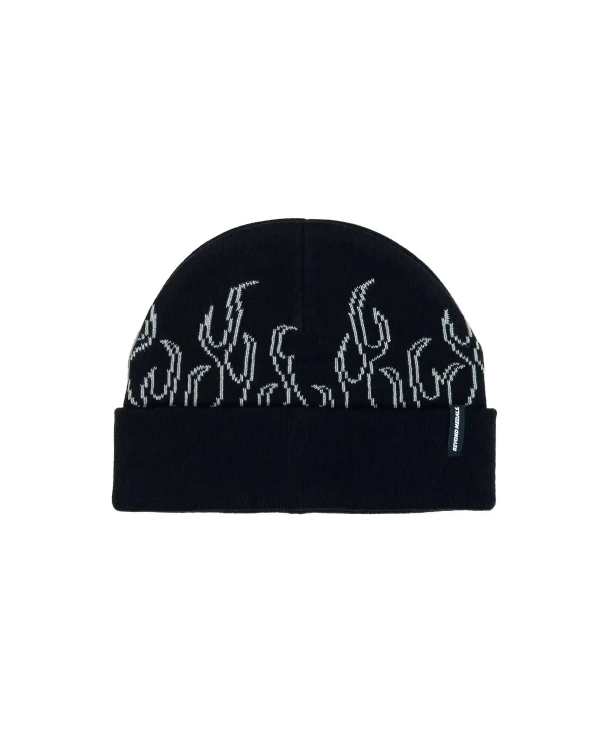 BEYOND MEDALS 00s Flame Beanie Black Men's Beanies Beyond Medals 