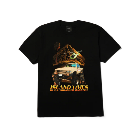 HUF x Thrasher Island Times T-Shirt Black Men's Short Sleeve T-Shirts Huf 