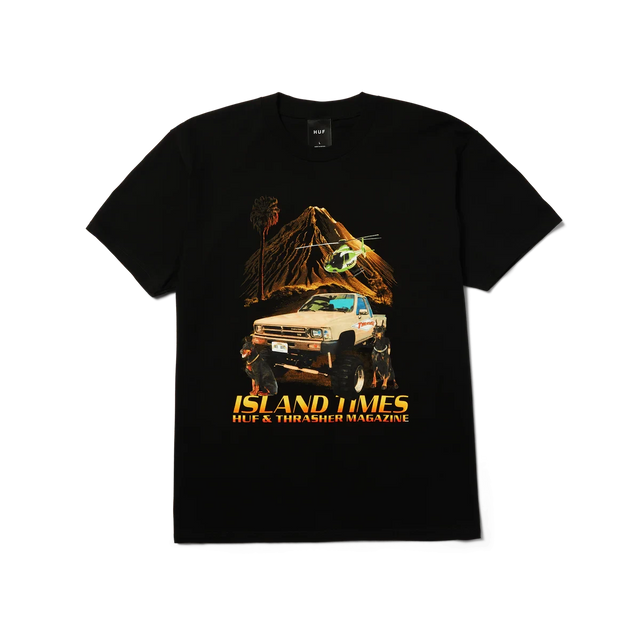 HUF x Thrasher Island Times T-Shirt Black Men's Short Sleeve T-Shirts Huf 