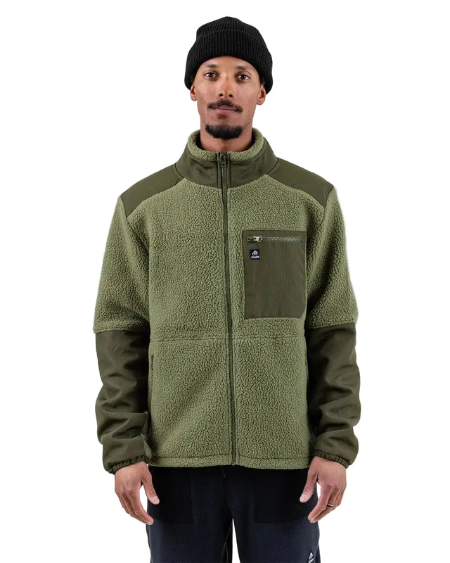 JONES Base Camp Fleece Jacket Moss Green Men's Street Jackets Jones Snowboards 