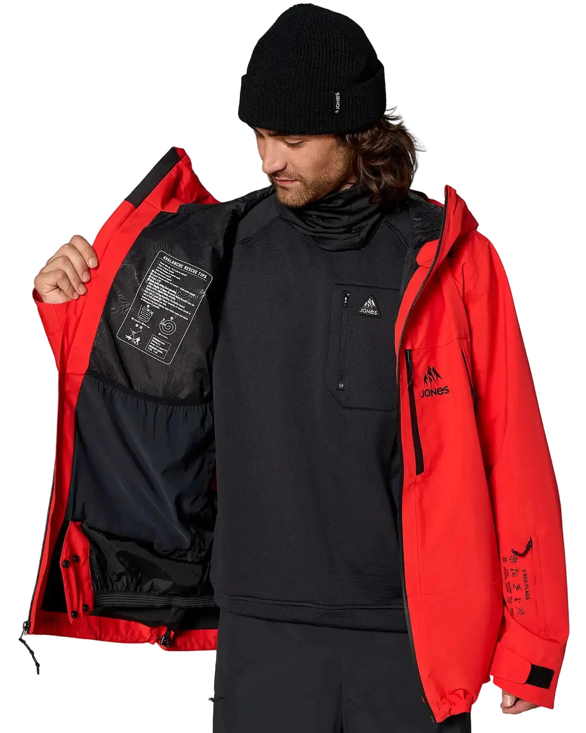 JONES MTN Surf Snow Jacket Lava Red 2027 Men's Snow Jackets Jones Snowboards 