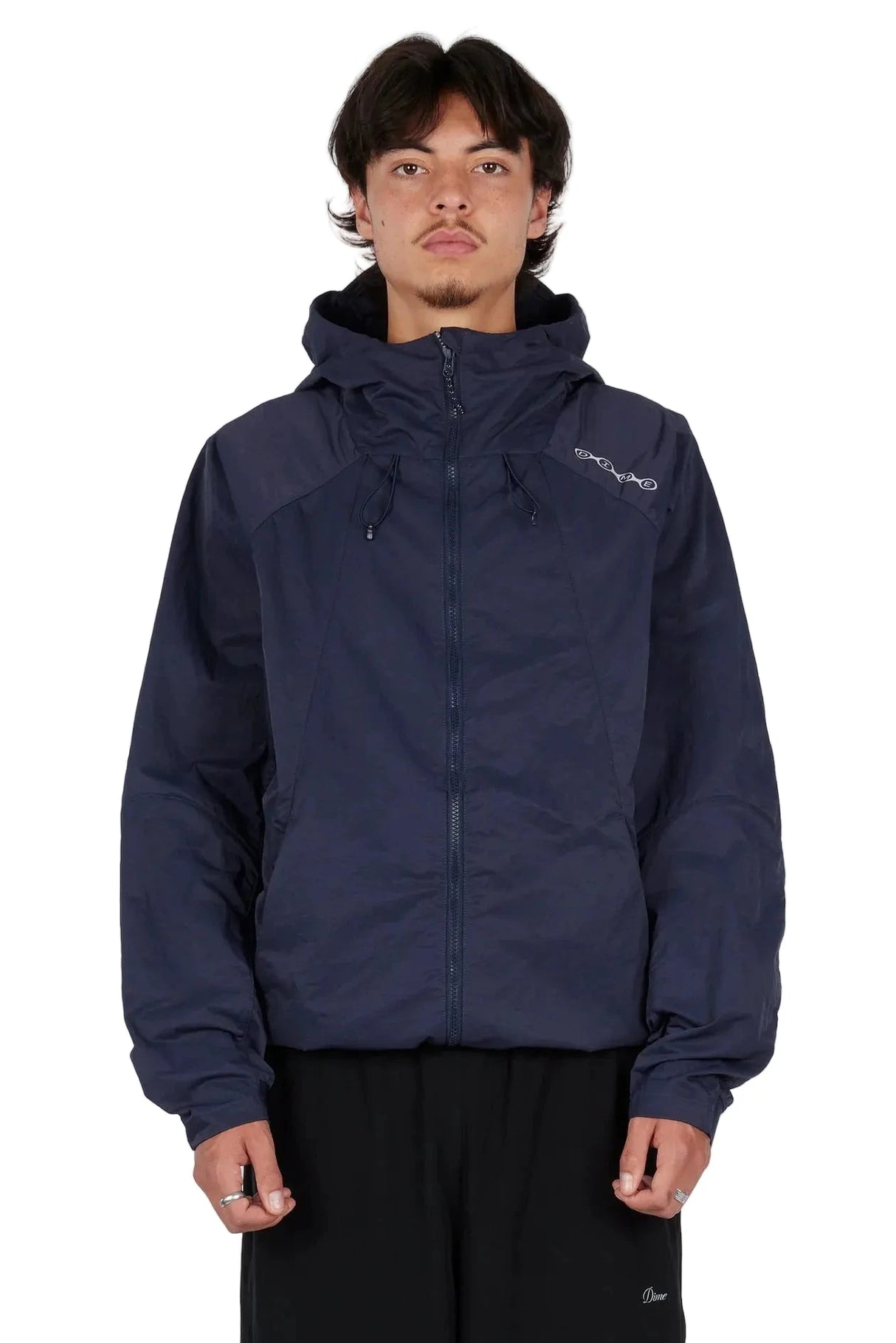 DIME Crinkled Tech Windbreaker Jacket Dark Navy Men's Street Jackets Dime MTL 