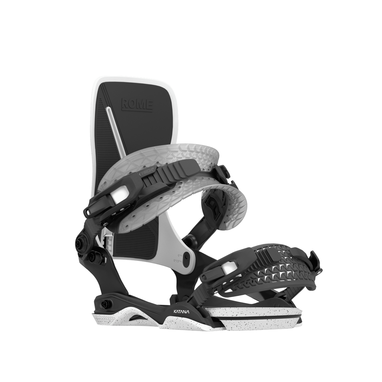 ROME Katana AsymWrap Snowboard Bindings Black/White 2026 Men's Snowboard Bindings Rome 