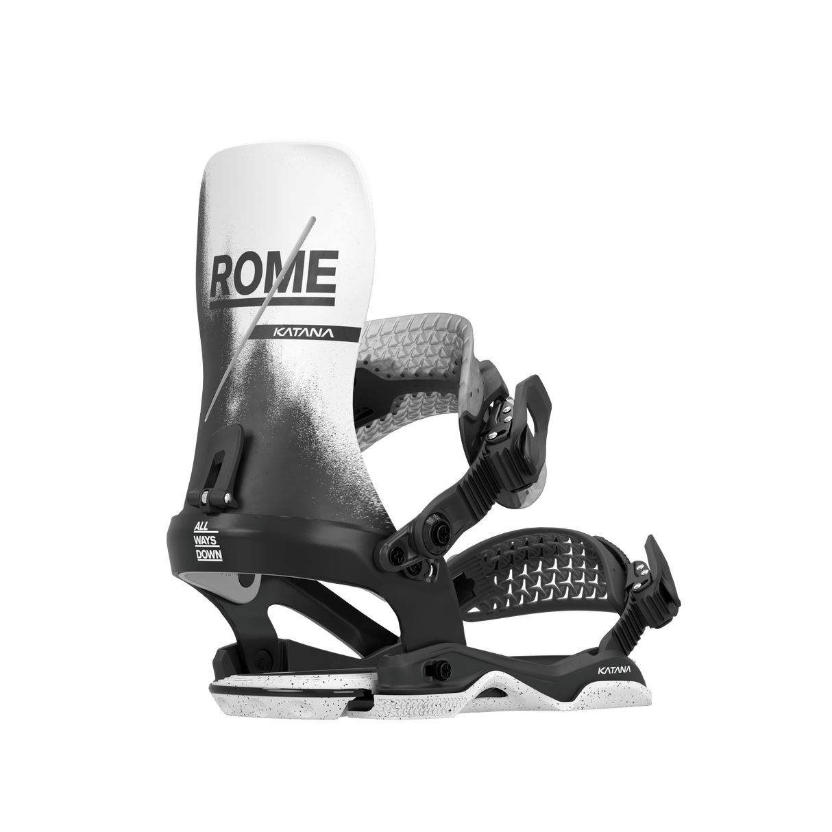 ROME Katana AsymWrap Snowboard Bindings Black/White 2026 Men's Snowboard Bindings Rome 