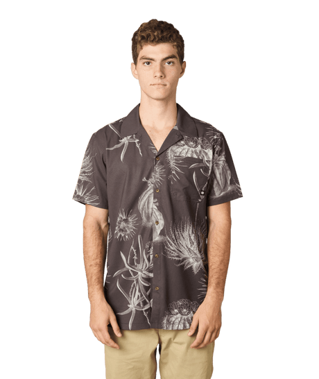 686 Nomad Perforated Button Down Shirt Black Desert Floral Men's Short Sleeve Button Up Shirts 686 