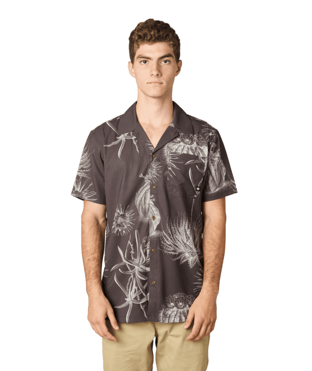 686 Nomad Perforated Button Down Shirt Black Desert Floral Men's Short Sleeve Button Up Shirts 686 