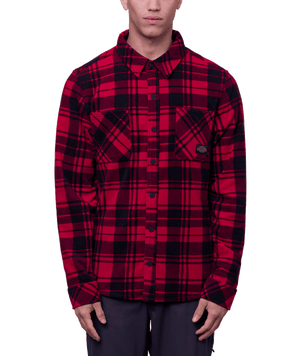 686 Sierra Fleece Flannel Oxblood Plaid Men's Long Sleeve Button Up Shirts 686 