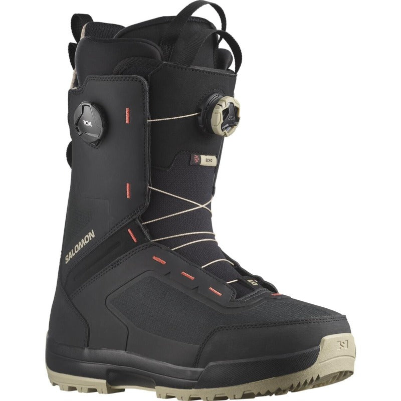 SALOMON Echo Dual BOA Snowboard Boots Spray Green/Black/Hot Coral 2024 Men's Snowboard Boots Salomon 