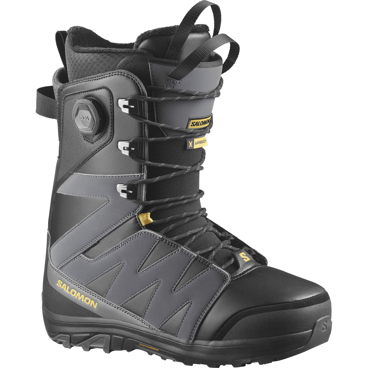 SALOMON X Approach Lace SJ BOA Snowboard Boots Black/Asphalt/Spicy Mustard 2027 Men's Snowboard Boots Salomon 