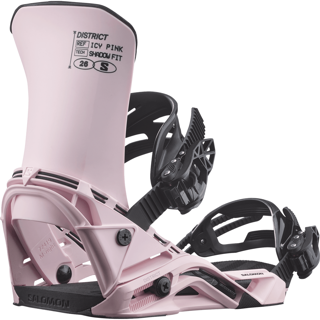 SALOMON Women's District Snowboard Bindings Icy Pink/Black 2027 Women's Snowboard Bindings Salomon 