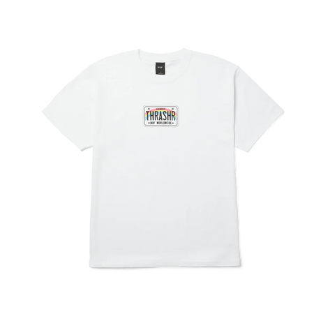 HUF x Thrasher License Plate T-Shirt White Men's Short Sleeve T-Shirts Huf 