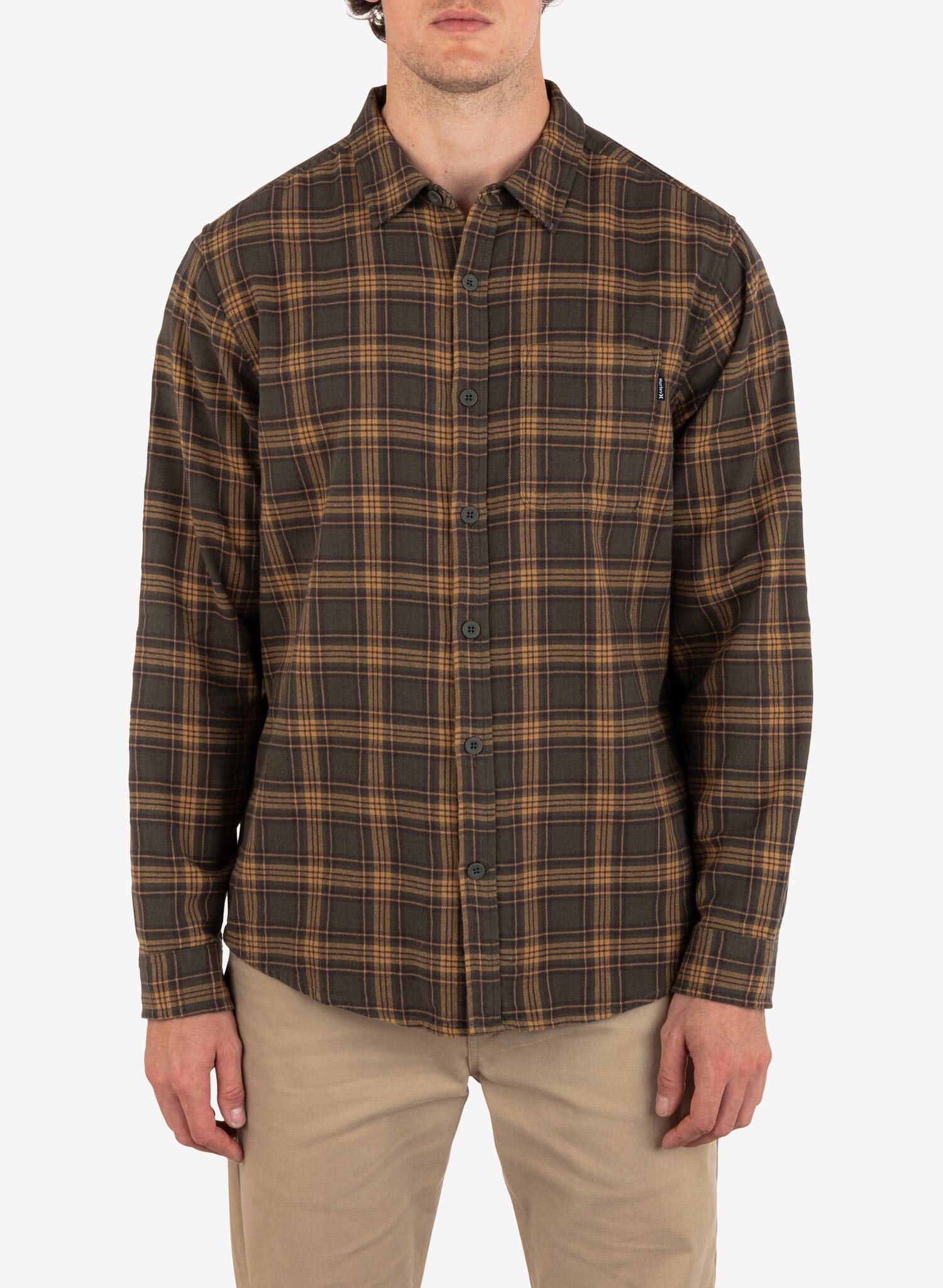 HURLEY Portland Organic Flannel Cargo Men's Long Sleeve Button Up Shirts Hurley 