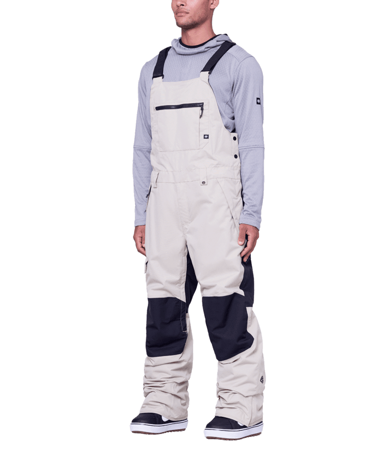 686 Hot Lap Insulated Bib Snowboard Pants Putty Colorblock 2024