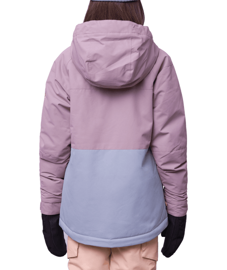 686 Girl's Athena Insulated Snowbard Jacket Dusty Mauve Colourblock 2024 Youth Snow Jackets 686 