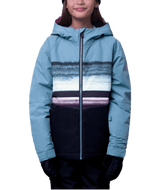 686 Girl's Athena Insulated Snowbard Jacket Steel Blue Colourblock 2024 Youth Snow Jackets 686 