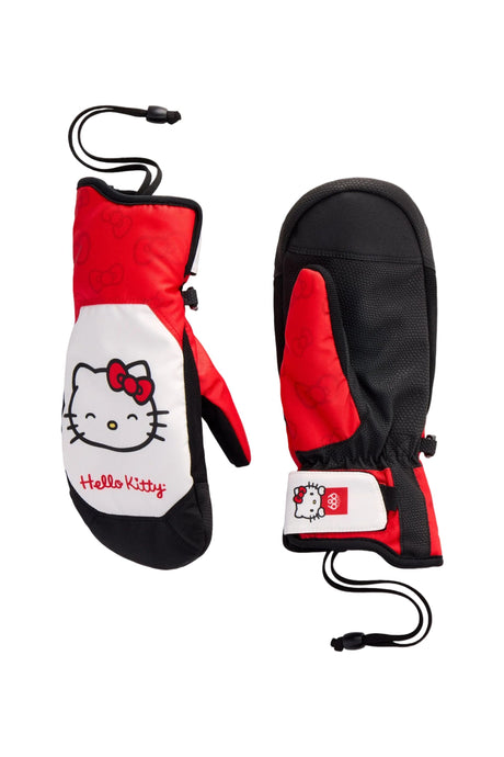 686 Women's Revel Mitt Hello Kitty Red White Women's Snow Mitts 686 