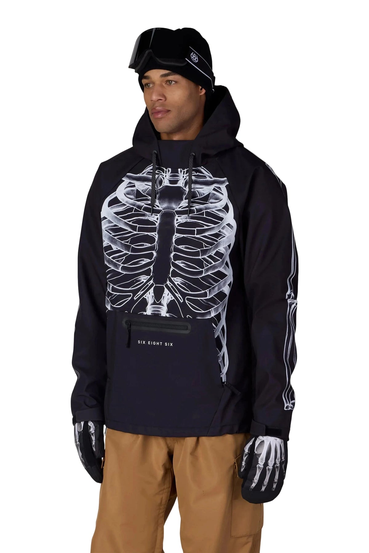 686 Waterproof Pullover Hoodie White Xray Men's Pullover Hoodies 686 