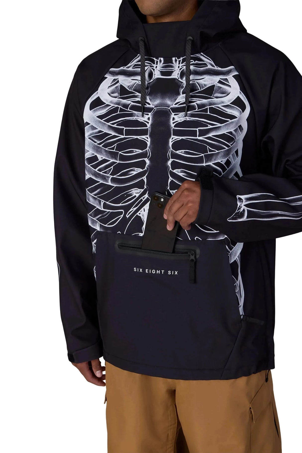 686 Waterproof Pullover Hoodie White Xray Men's Pullover Hoodies 686 