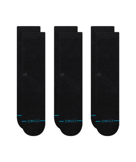STANCE Icon Crew Socks 3 Pack Black/Black Men's Socks Stance 