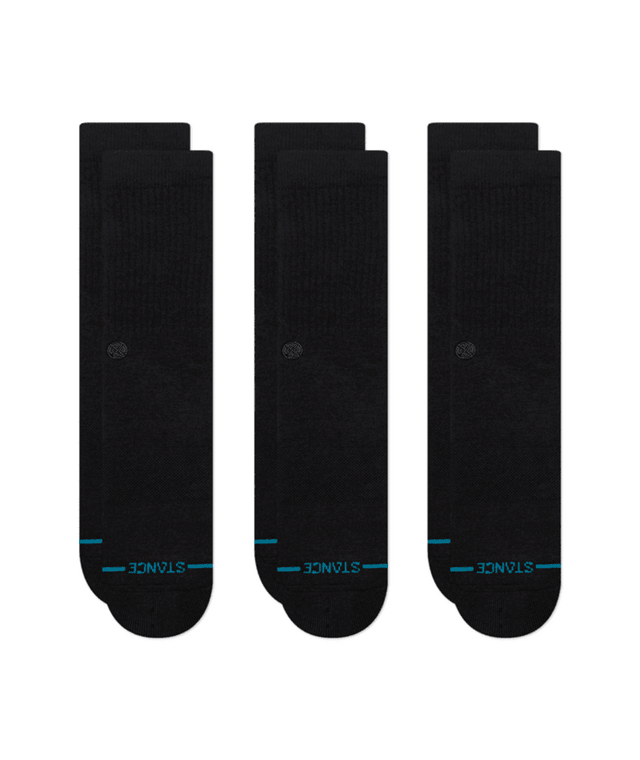 STANCE Icon Crew Socks 3 Pack Black/Black Men's Socks Stance 