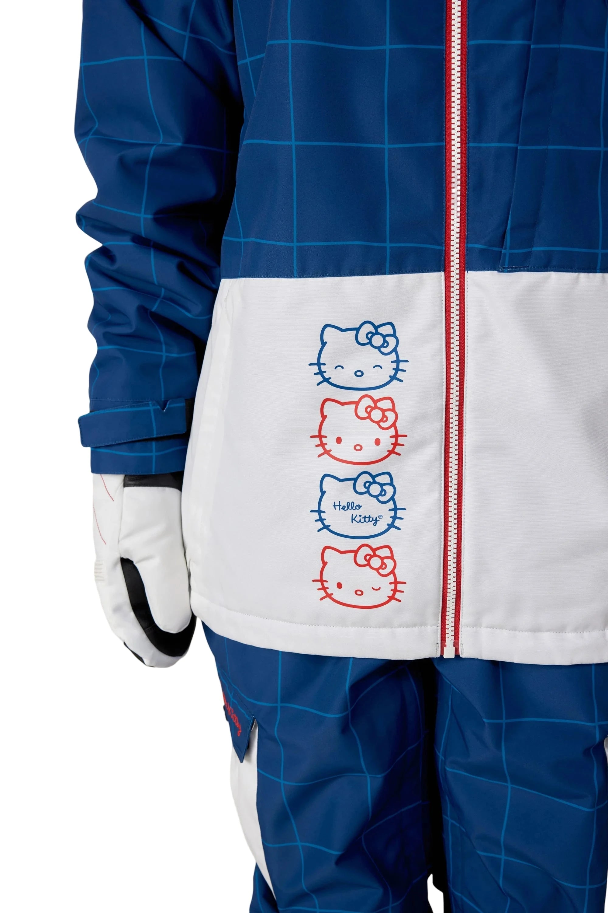 686 Women's Athena Insulated Snow Jacket Hello Kitty Blue Grid Colorblock 2026 Women's Snow Jackets 686 