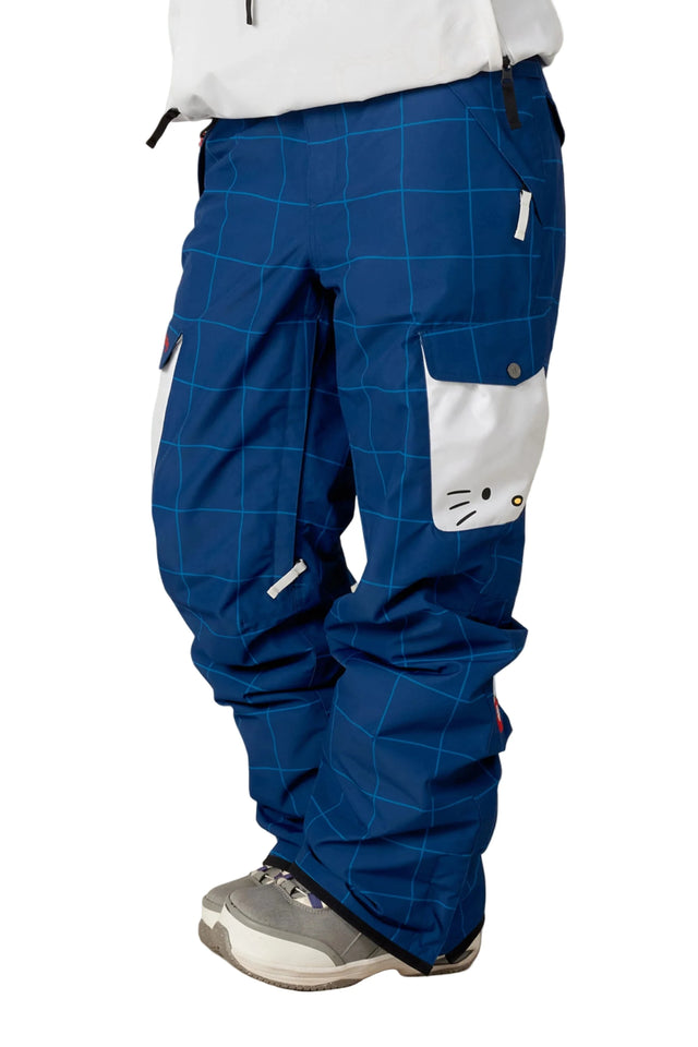 686 Women's Aura Insulated Cargo Snow Pants Hello Kitty Blue Grid Colorblock 2026 Women's Snow Pants 686 