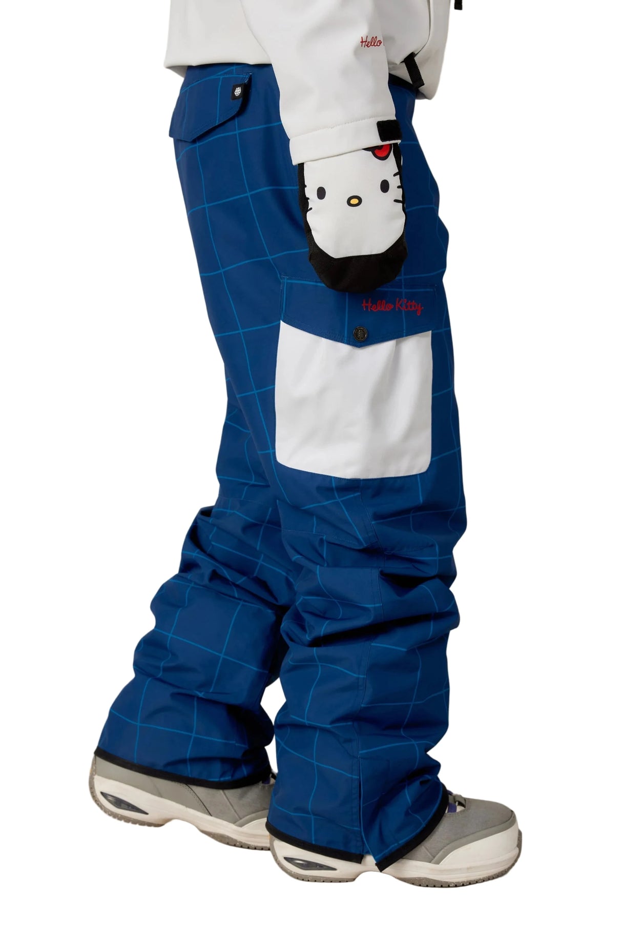 686 Women's Aura Insulated Cargo Snow Pants Hello Kitty Blue Grid Colorblock 2026 Women's Snow Pants 686 