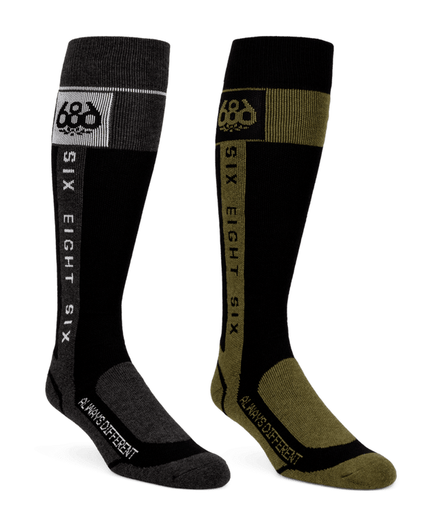 686 Merino Flow Snow Socks 2 Pack Assorted Men's Snowboard Socks 686 