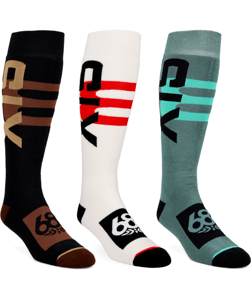 686 Swiss Snow Socks 3 Pack Assorted Men's Snowboard Socks 686 