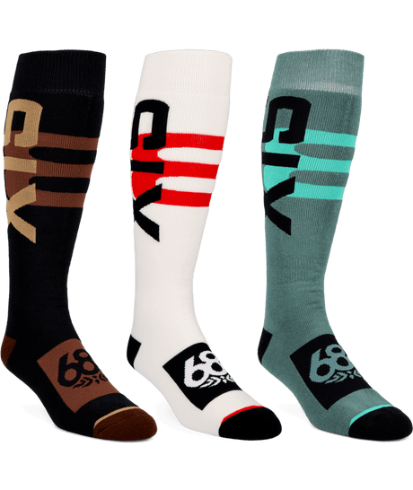 686 Swiss Snow Socks 3 Pack Assorted Men's Snowboard Socks 686 