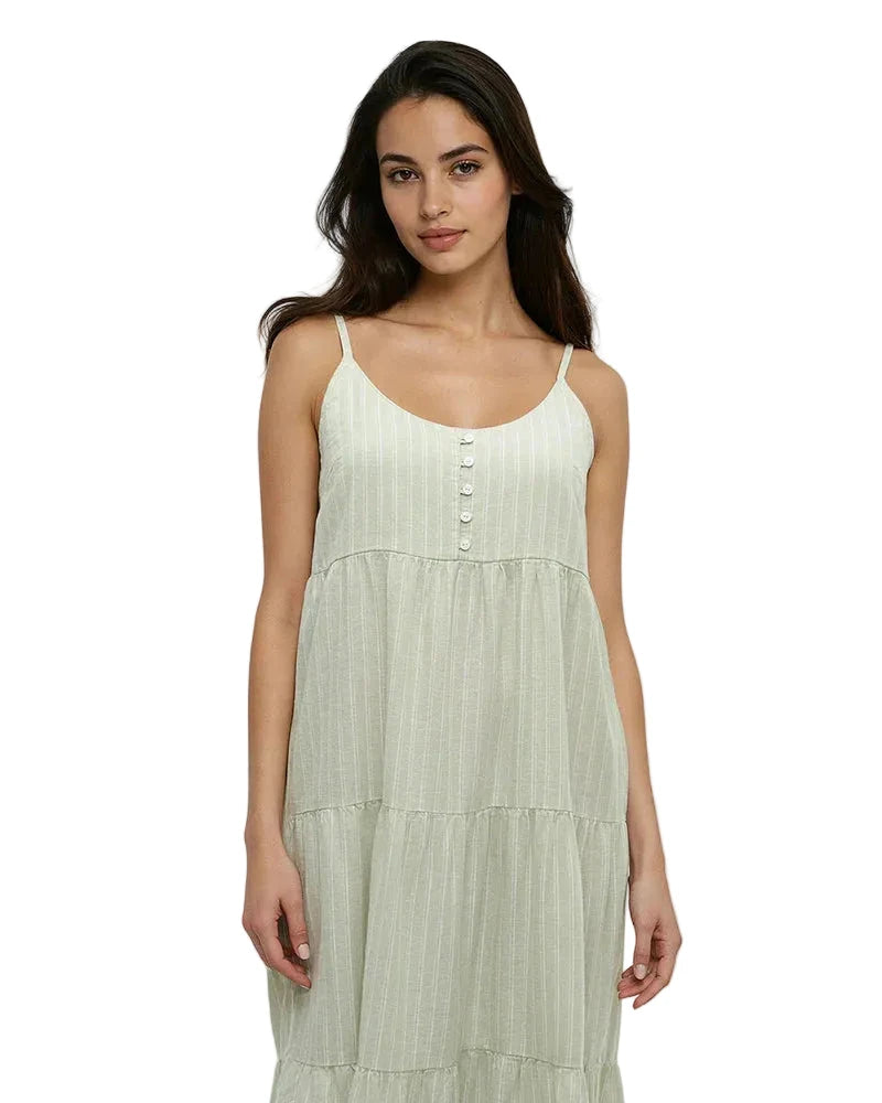 TENTREE Women's Hopewell Dress Light Moss/Double Stripe Women's Dresses Tentree 