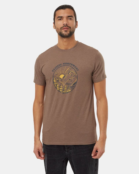 TENTREE PNW Portal T-Shirt Fossil/Forest River Green Men's Short Sleeve T-Shirts Tentree 