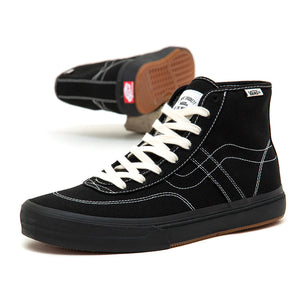 VANS Crockett High Decon Shoes Black/Black/White Men's Skate Shoes Vans 