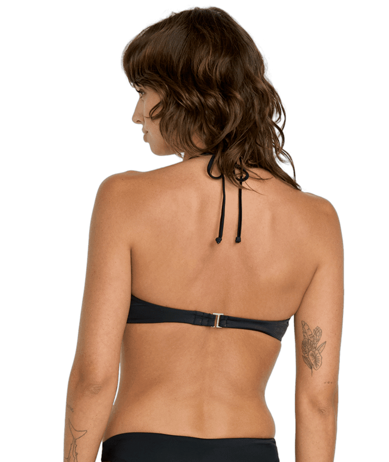VOLCOM Women's Simply Seamless Halter Bandeau Bikini Top Black Women's Bikini Tops Volcom 