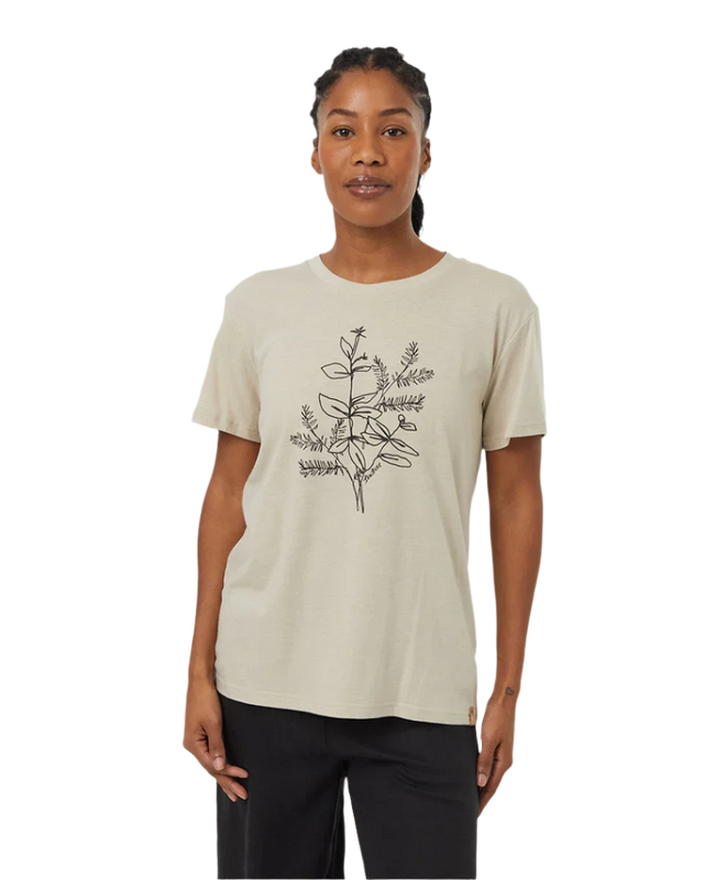 TENTREE Women's Autumn Flora T-Shirt Pale Oak / Meteorite Black Women's Short Sleeve T-Shirts Tentree 