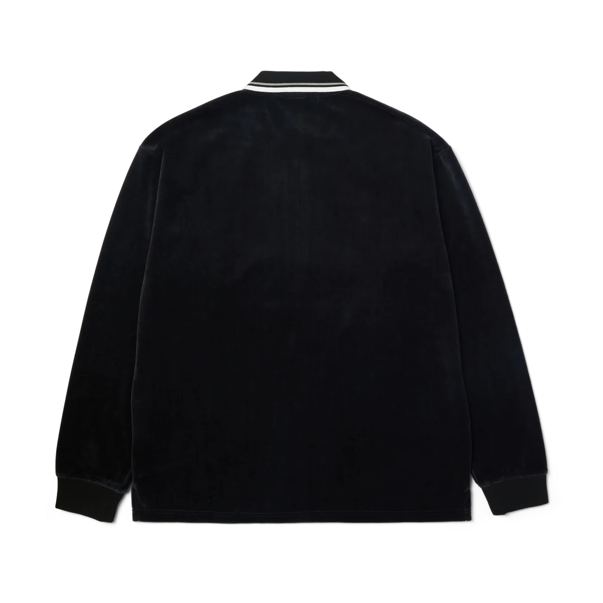 HUF Parker Velour Long Sleeve Polo Shirt Black