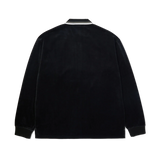 HUF Parker Velour Long Sleeve Polo Shirt Black